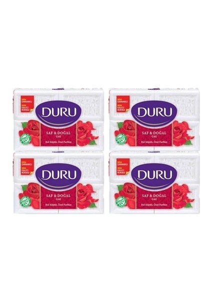 Saf & Doğal Gül 16'lı Beyaz Kalıp Sabun 4 x 600 gr