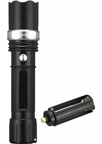 Gold Silver  KP-110 Tüfek ve Bisiklet Aparatlı Ayarlanabilir Şarjlı El Feneri Swat Multifunction Flashlight