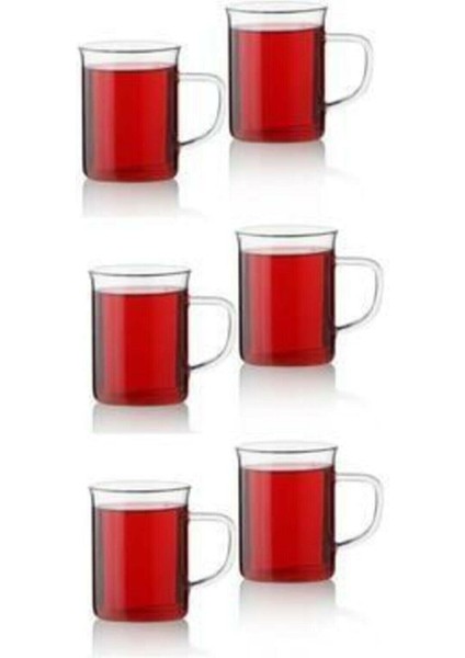 6 Adet Lüx Ince Ateşe Dayanıklı Borosilikat Cam Kupa Bardak