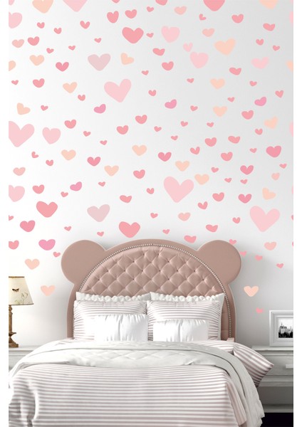 Soft Renklerde Kalpler Duvar Sticker