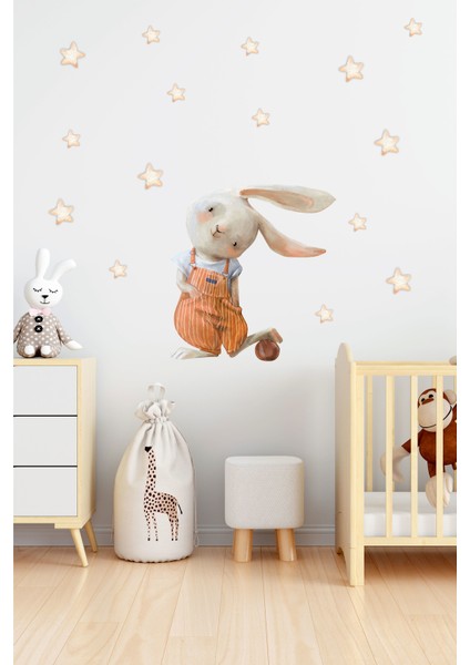 Sevimli Tavşan ve Yıldızlar Duvar Sticker fiyatları