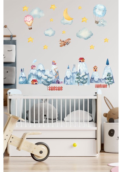 Sevimli Kasaba ve Gökyüzü Çocuk Odası Duvar Sticker fiyatları