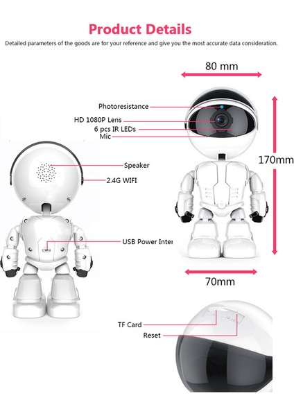 1080P Bulut Ev Güvenlik Ip Kamera Robotu Akıllı Otomatik Izleme Kamerası Kablosuz Wifi Bebek Video Monitörü (Yurt Dışından)