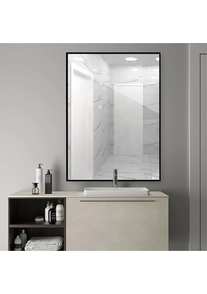 Siyah 70X50 Dekoratif Banyo Aynası