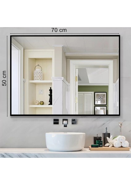 Siyah 70X50 Dekoratif Banyo Aynası