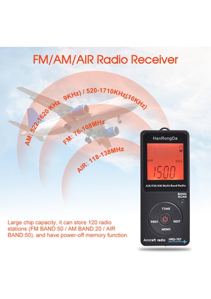 HRD-767 Fm / Am / Hava Çok Bantlı Radyo (Yurt Dışından)