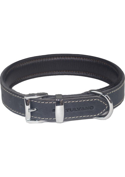 Classic Softlu Gerçek Deri El Yapımı Köpek Boyun Tasması Antrasit Model 1 X-Small(2*29-37 Cm)