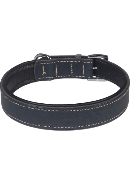 Classic Softlu Gerçek Deri El Yapımı Köpek Boyun Tasması Antrasit Model 1 X-Small(2*29-37 Cm)