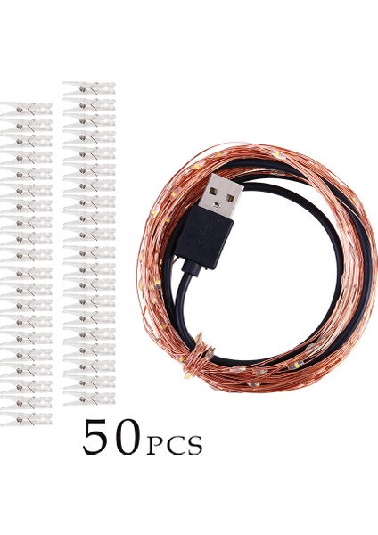 10 M 100 Ledli Fotoğraf Klip USB Ledli Lamba Dize Dekoratif (Yurt Dışından)