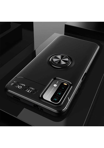 Xiaomi Redmi Note 9 4g Kılıf Yüzüklü Standlı Manyetikli Silikon