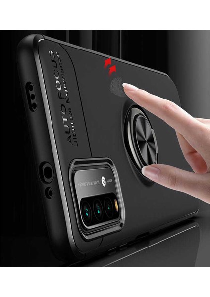 Xiaomi Redmi Note 9 4g Kılıf Yüzüklü Standlı Manyetikli Silikon