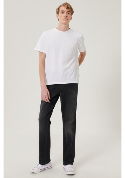 Erkek Texas Koyu Gri Straight Fit Normal Bel Düz Paça Esnek Jean Pantolon modelleri