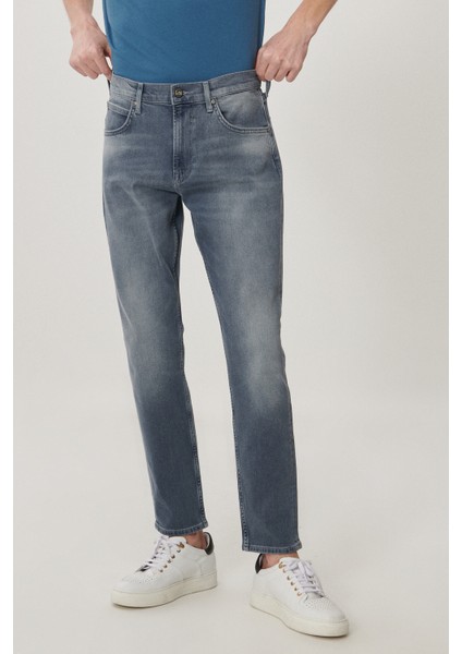 Erkek Austin Açık Gri Straight Fit Normal Bel Düz Paça Esnek Jean Pantolon