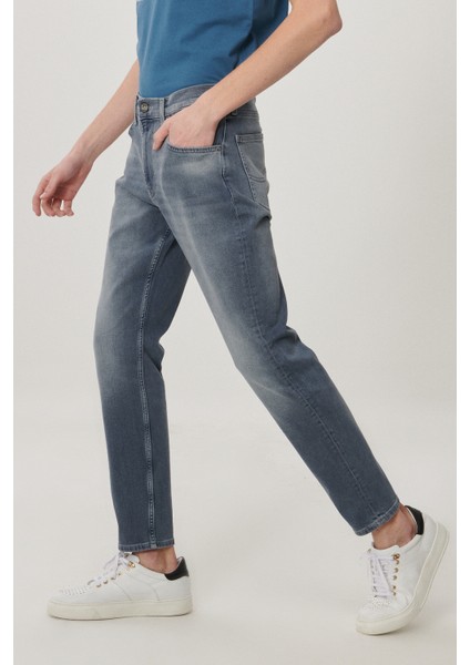 Erkek Austin Açık Gri Straight Fit Normal Bel Düz Paça Esnek Jean Pantolon
