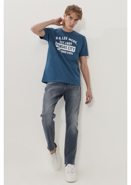 Erkek Austin Açık Gri Straight Fit Normal Bel Düz Paça Esnek Jean Pantolon