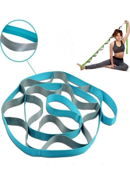 12 Kafes Yoga Kemeri Stretch Böler Direnç Band Boyutu: 250 x Olanağı Sağlayan 3,8 Cm'lik (Gök Mavisi) (Yurt Dışından) modelleri