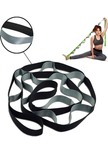 12 Kafes Yoga Kemeri Stretch Böler Direnç Band Boyutu: 250 x Olanağı Sağlayan 3,8 Cm'lik (Siyah ve Gri) (Yurt Dışından) modelleri