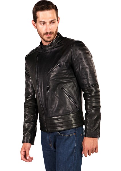 Biker Yan Fermuarlı Deri Spor Mont fiyatları
