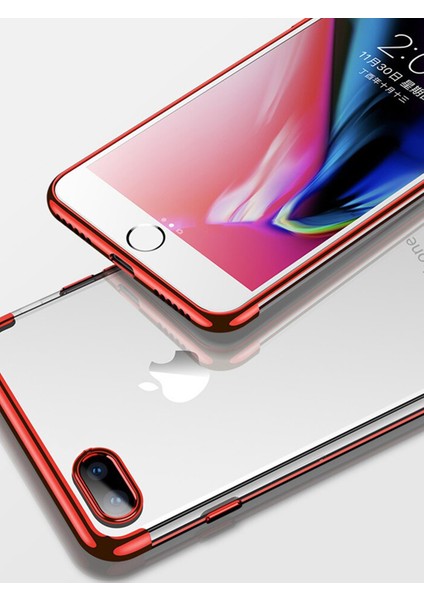 iPhone 6 / 6s Kılıf Köşeleri Lazer Boyalı Şeffaf Silikon Mavi