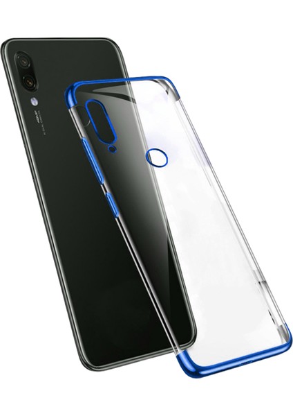 Huawei P20 Lite Kılıf Köşeleri Lazer Boyalı Şeffaf Silikon Mavi