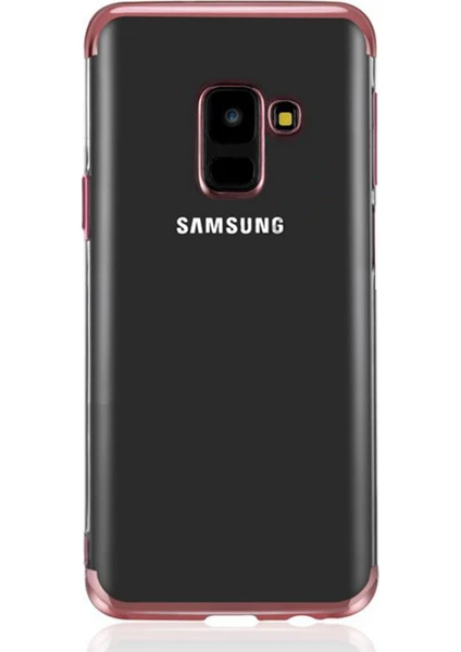 Samsung Galaxy A6 2018 Kılıf Köşeleri Lazer Boyalı Şeffaf Silikon Rosegold