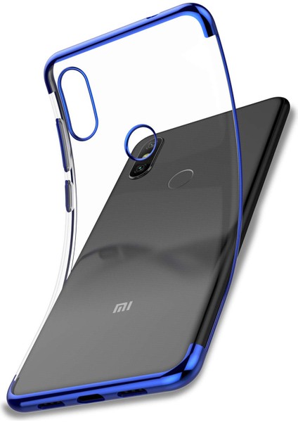 Xiaomi Mi 8 Se Kılıf Köşeleri Lazer Boyalı Şeffaf Silikon Mavi