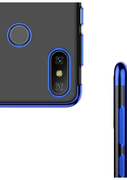 Xiaomi Mi 8 Se Kılıf Köşeleri Lazer Boyalı Şeffaf Silikon Mavi