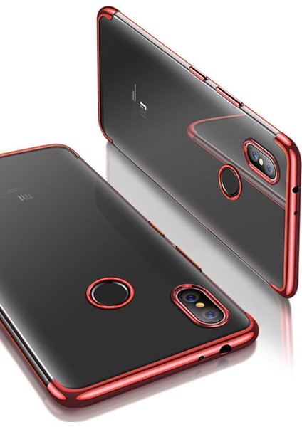 Xiaomi Mi 8 Se Kılıf Köşeleri Lazer Boyalı Şeffaf Silikon Kırmızı