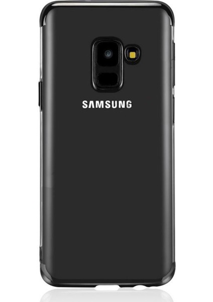 Samsung Galaxy A6 2018 Kılıf Köşeleri Lazer Boyalı Şeffaf Silikon Siyah