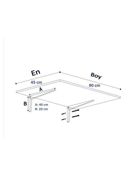 Duvara Monte Katlanır Masa 45X90 Mdf