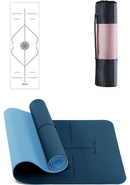 Hizalamalı 6mm Tpe Yoga Matı Pilates Minderi Mavi