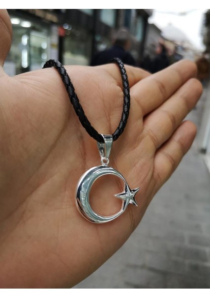 Deri Ipli Ayyıldız Gümüş Kolye fırsatları