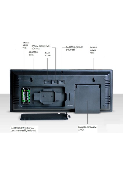 Dijital LED Işıklı Duvar Saati Dijital Termometre Işıklı Duvar Saati