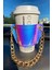 Kadın Hologram Zincirli Coffee Cup Sleeve Deri Bardak Tutacağı 1
