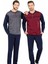 5468 Uzun Kollu Jakarlı Erkek Pijama Takımı-Bordo 1