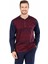 5464 Uzun Kollu Jakarlı Erkek Pijama Takımı-Bordo 1