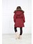 Bordo Kız Çocuk Peluşu Çıkarılabilir Kemerli Şişme Kaban Mont 5