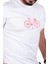 Erkek Likralı Kumaş Bisiklet Baskılı Beyaz T-Shirt 2