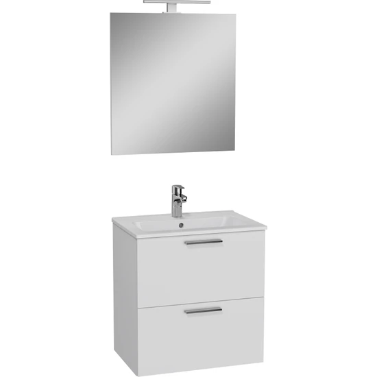 VitrA Mia 75021 Banyo Dolabı Seti, Çekmeceli, 60 cm, Parlak Beyaz