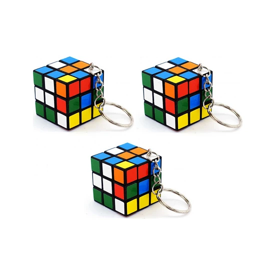 Bibizde 3 Adet Mini Rubik Zeka Küpü (Sabır Küpü) 3x3 Anahtarlık
