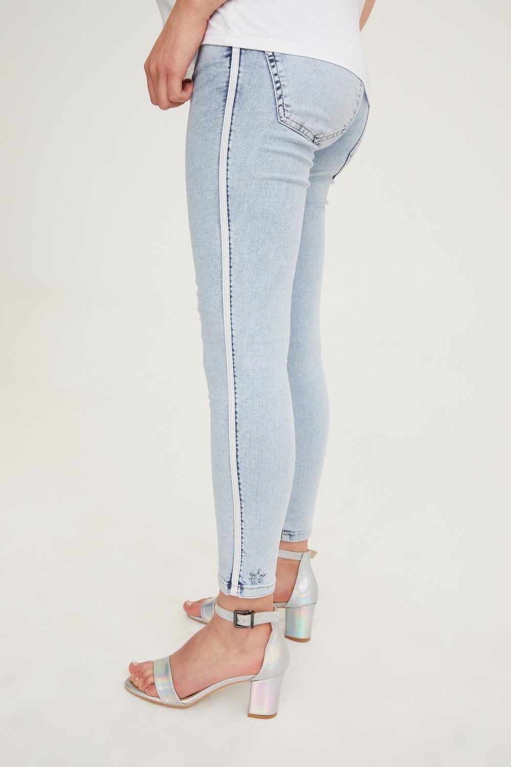 Vavien Hamile Skinny Jean Likralı Şerit Detaylı Pantolon Açık Mavi 1084 görsel 4