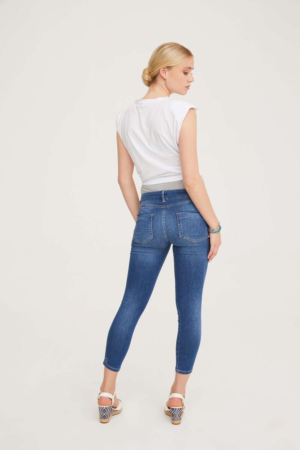 Vavien Hamile Skinny Jean Likralı Şerit Detaylı Pantolon Mavi 1086 görsel 3