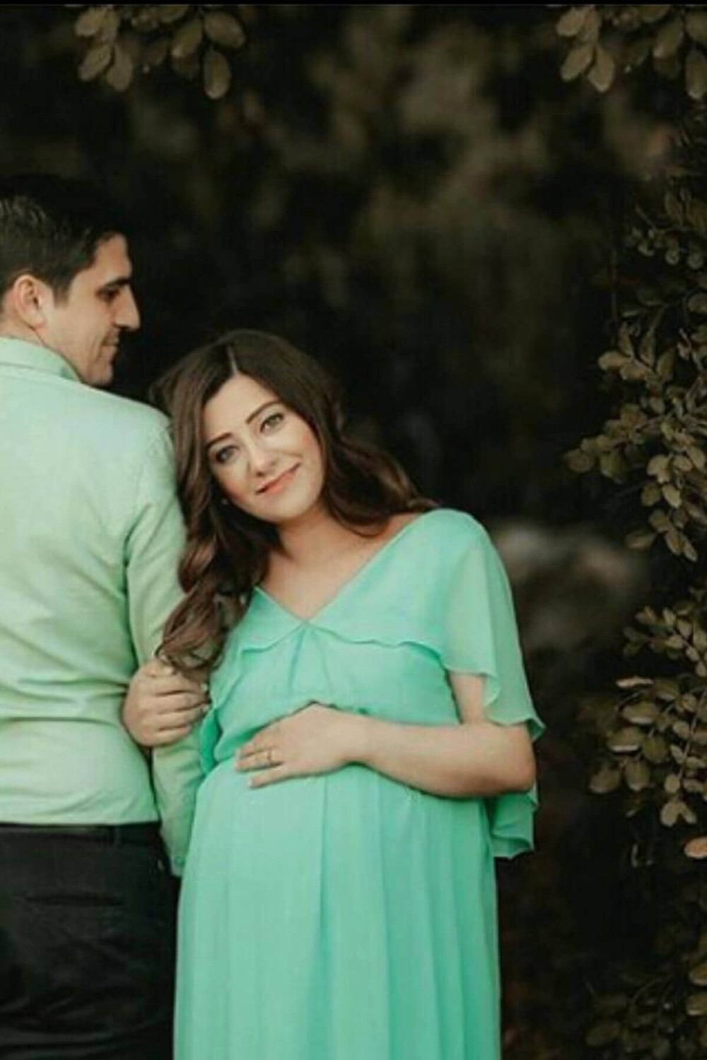 Moda Labio Babyshower Melek Kol Mint Yeşil Hamile Elbisesi görsel 4