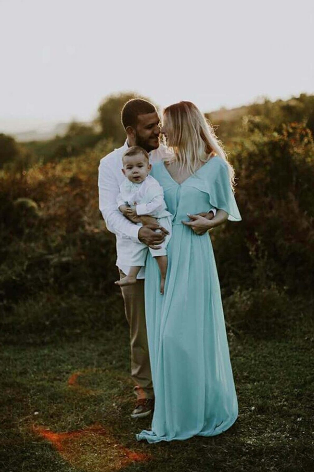 Moda Labio Babyshower Melek Kol Mint Yeşil Hamile Elbisesi görsel 5