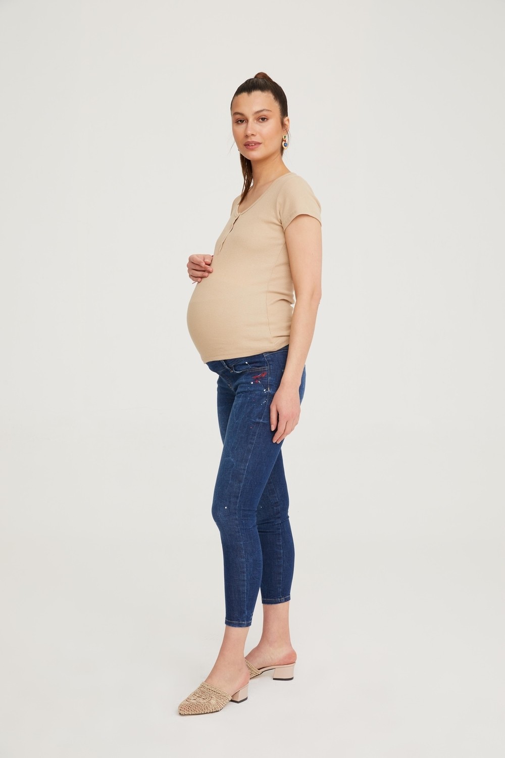 Vavien Hamile Skinny Jean Likralı Denim Pantolon Mavi 1087 görsel 2
