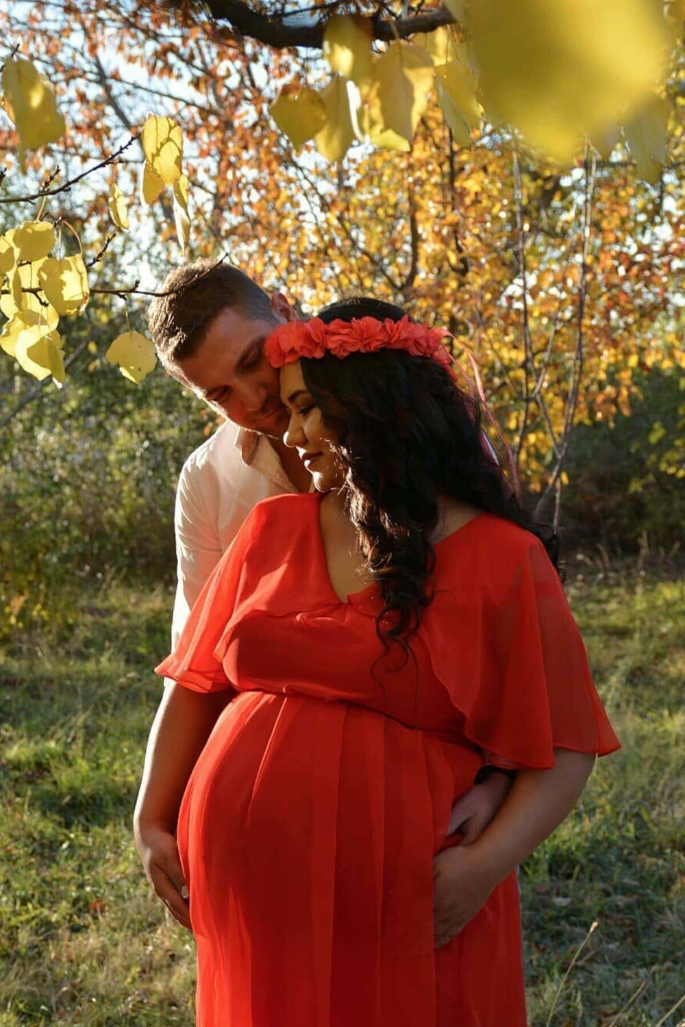 Moda Labio Babyshower Melek Kol Kırmızı Hamile Elbisesi görsel 3
