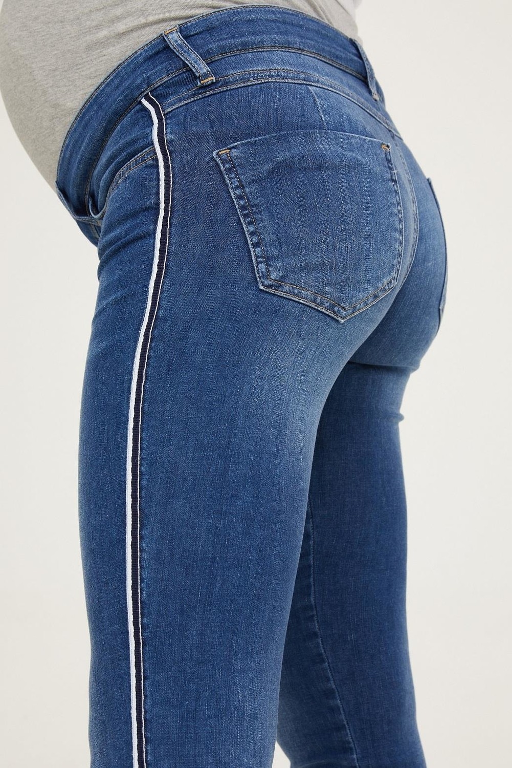 Vavien Hamile Skinny Jean Likralı Şerit Detaylı Pantolon Mavi 1086 görsel 4