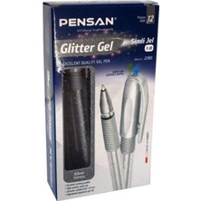 Pensan Jel Glitter Simli Kalem 1,0 Mm Gümüş 12 Li (1 Paket 12 Adet)