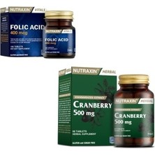 Nutraxin 400 Mcg Folic Acid + Cranberry(Turna YEMIŞI)1000 Mg 60 Tablet