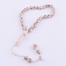 Nusnus Yakut ve Gümüş Işlemeli Küre Kesim Fil Dişi Tesbih